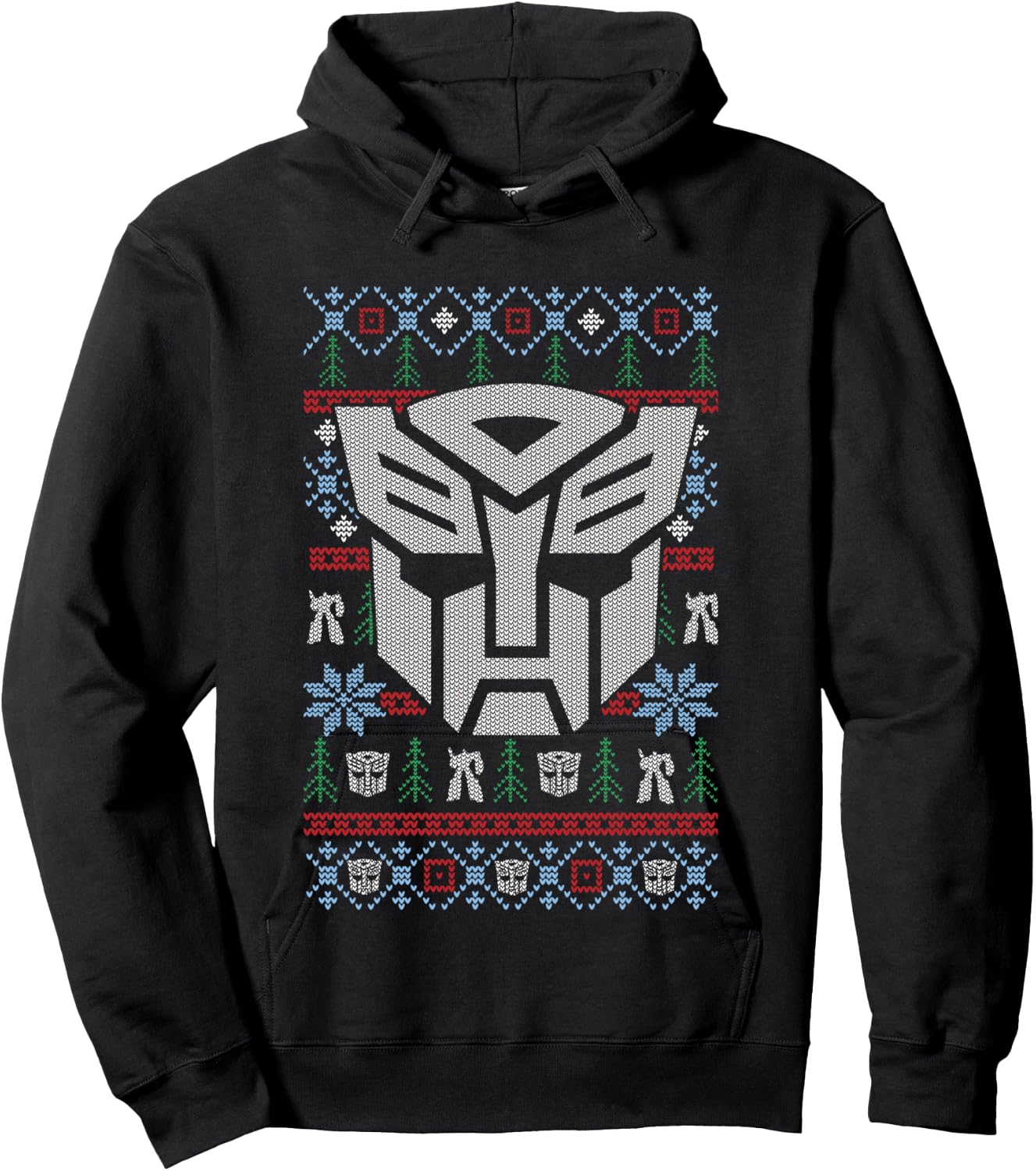 Transformers Christmas Autobots Retro Ugly Sweater Style Hoodie - Hoodie | Black