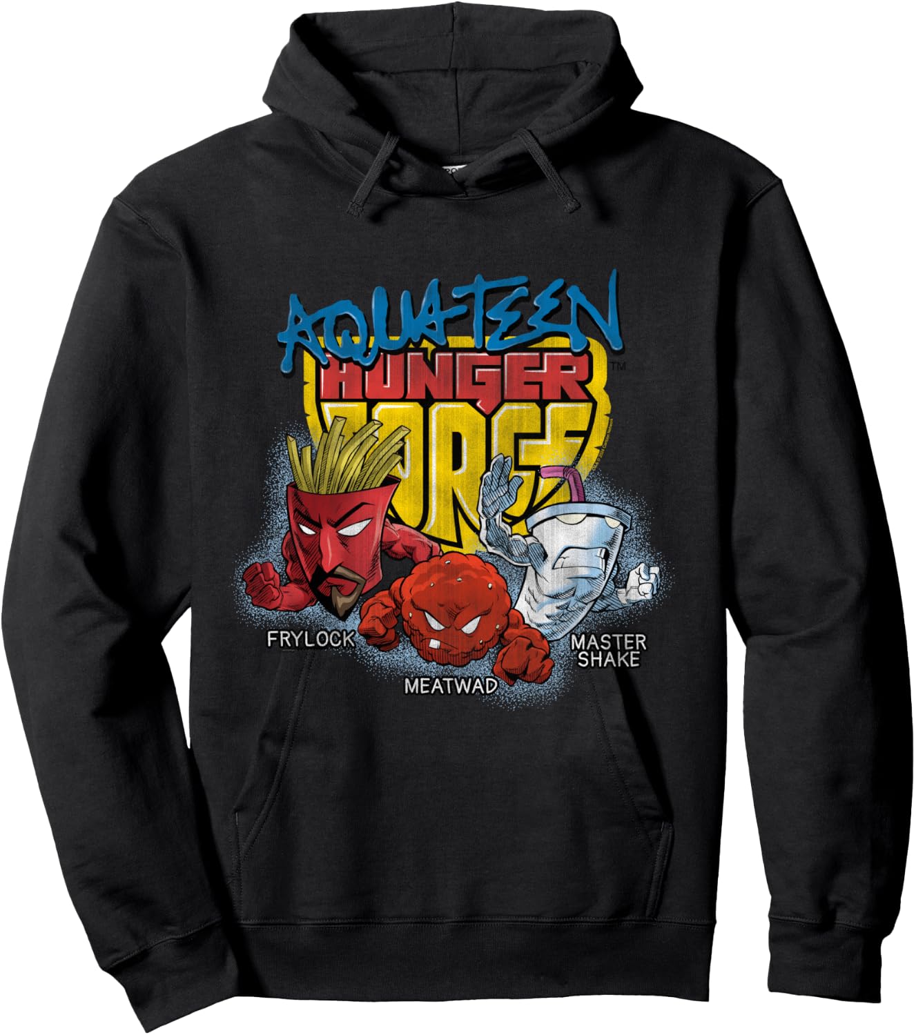 Aqua Teen Hunger Force Group Shield Logo Adult Swim Cartoon Hoodie - Hoodie | Black