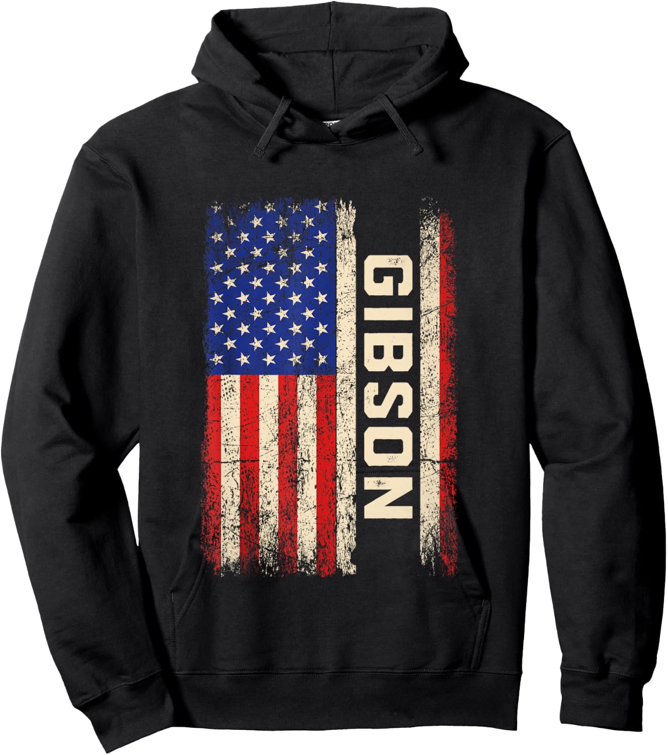 Gibson Last Name Shirt Gibson Name American Flag Hoodie - Hoodie | Black