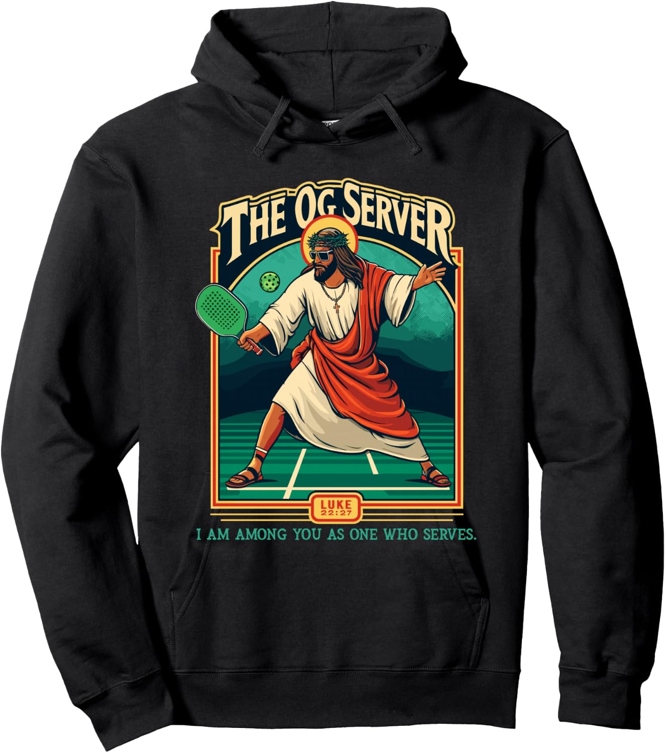Christian Pickleball Jesus OG Server Religious Player Hoodie - Hoodie | Black