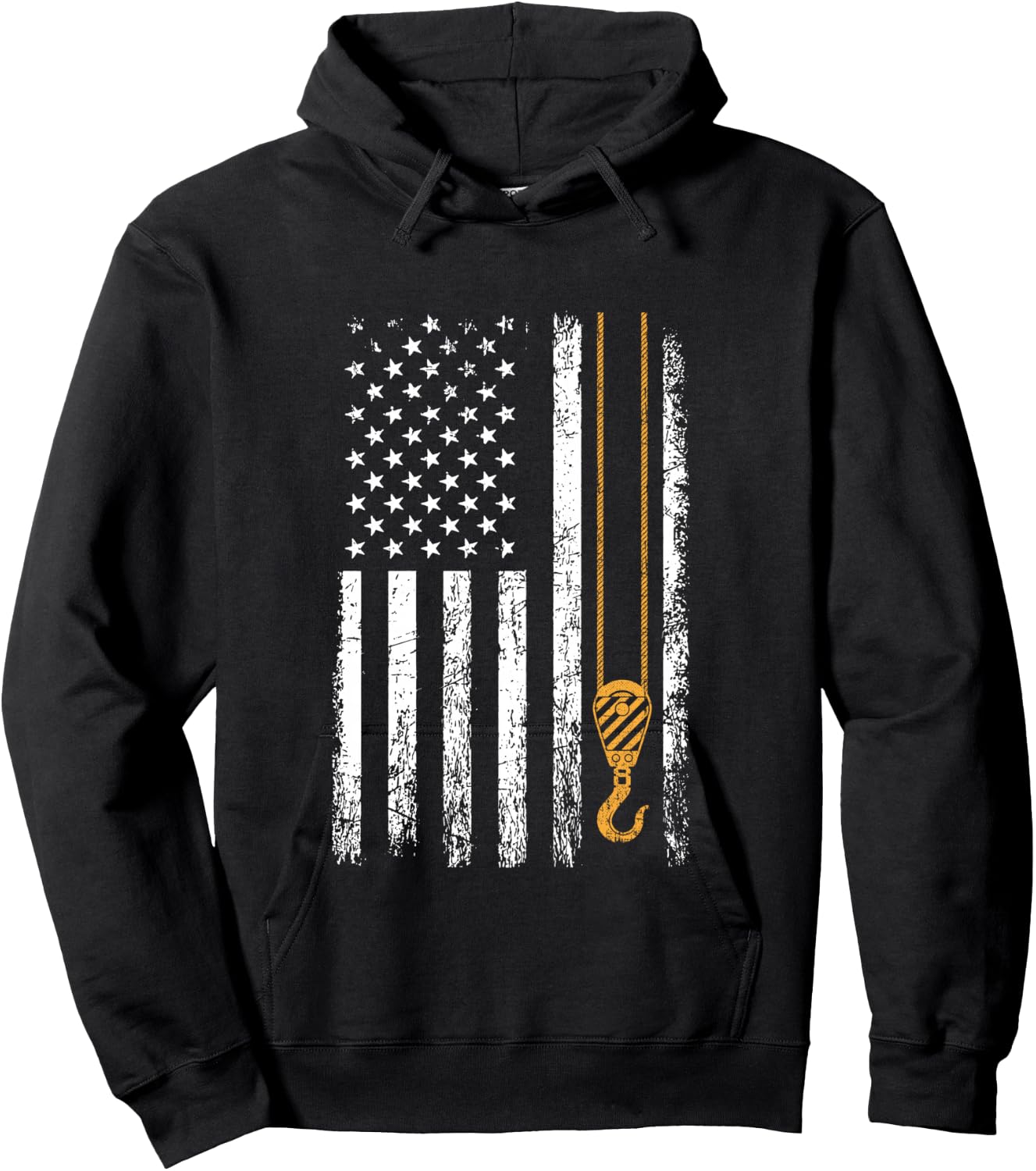 Crane Operator American Flag, Crane Operator Hoodie - Hoodie | Black