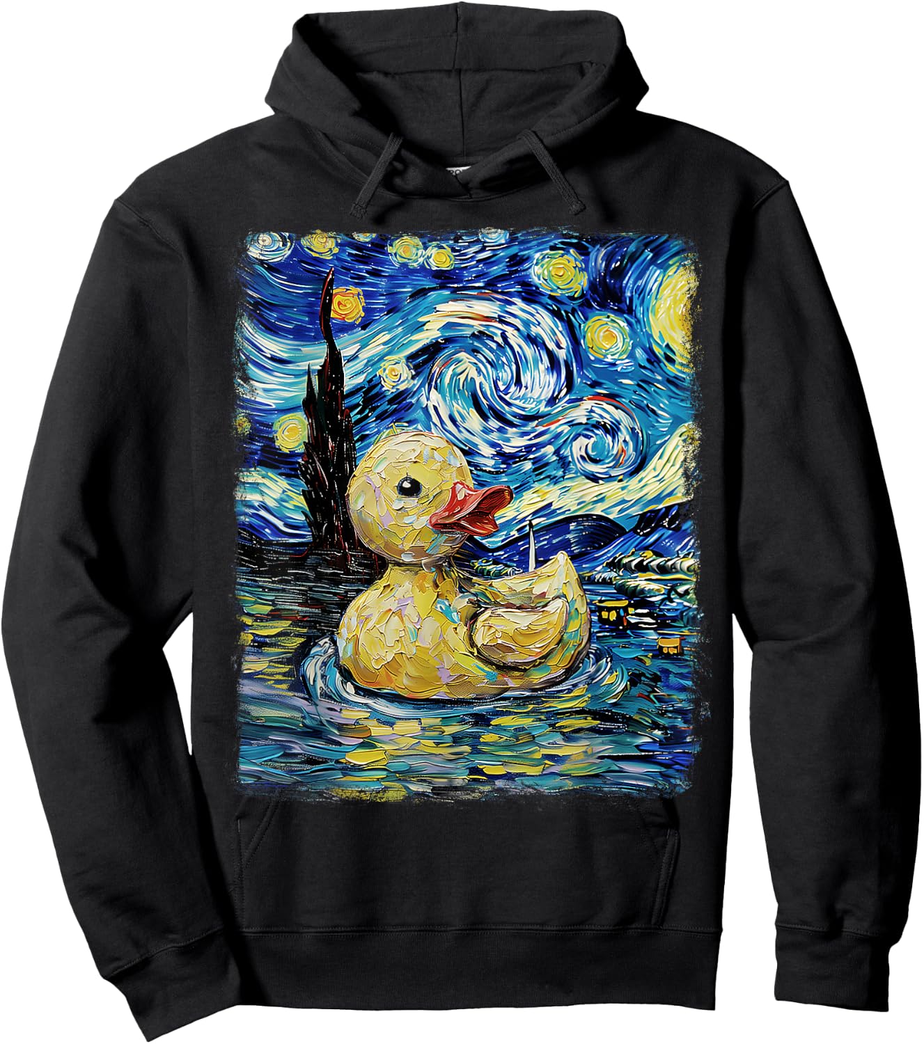 Rubber Duck Ducky Starry Night Painting Hoodie - Hoodie | Black