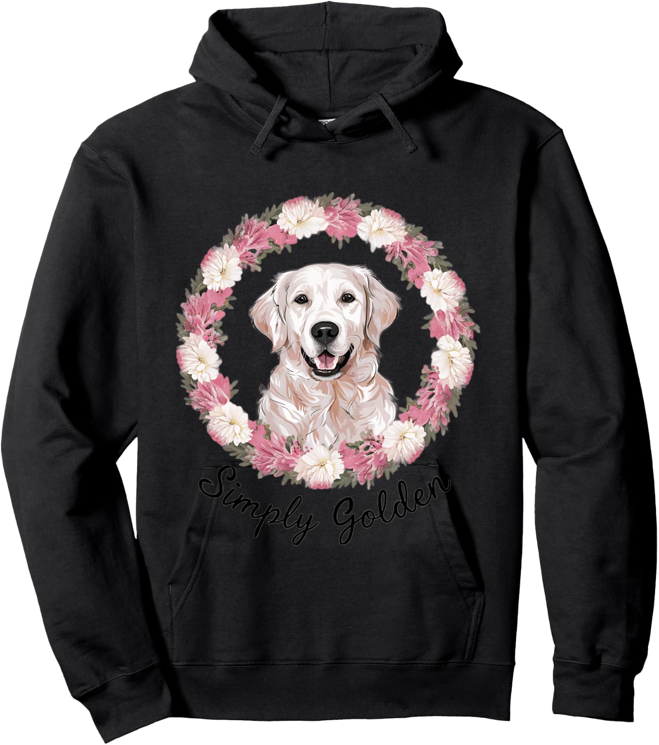 White English Cream Golden Retriever Cute 'Simply Golden' Hoodie - Hoodie | Black