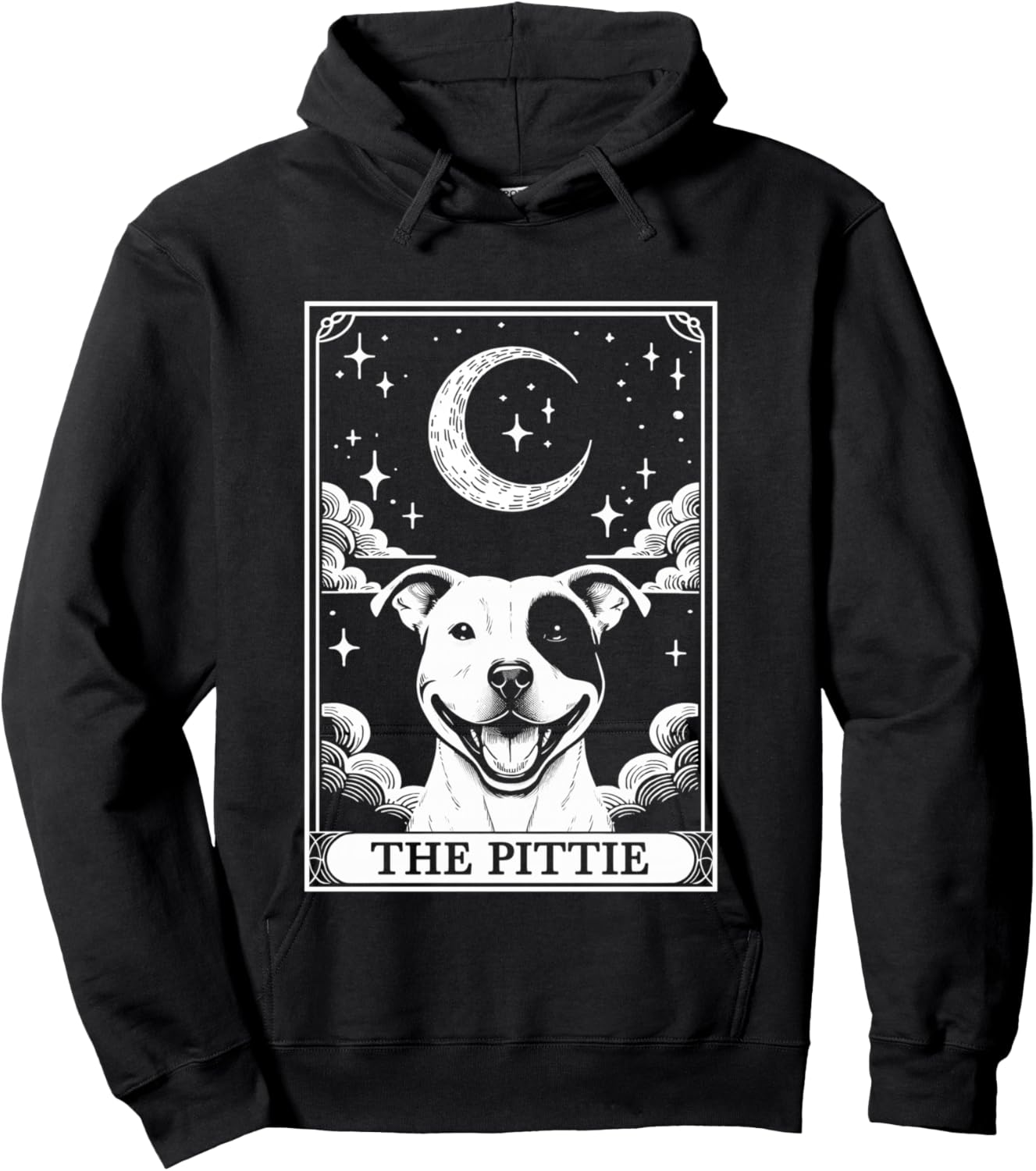 Tarot Card Vintage Crescent Moon Pit Bull Dog Pittie Mom Hoodie - Hoodie | Black