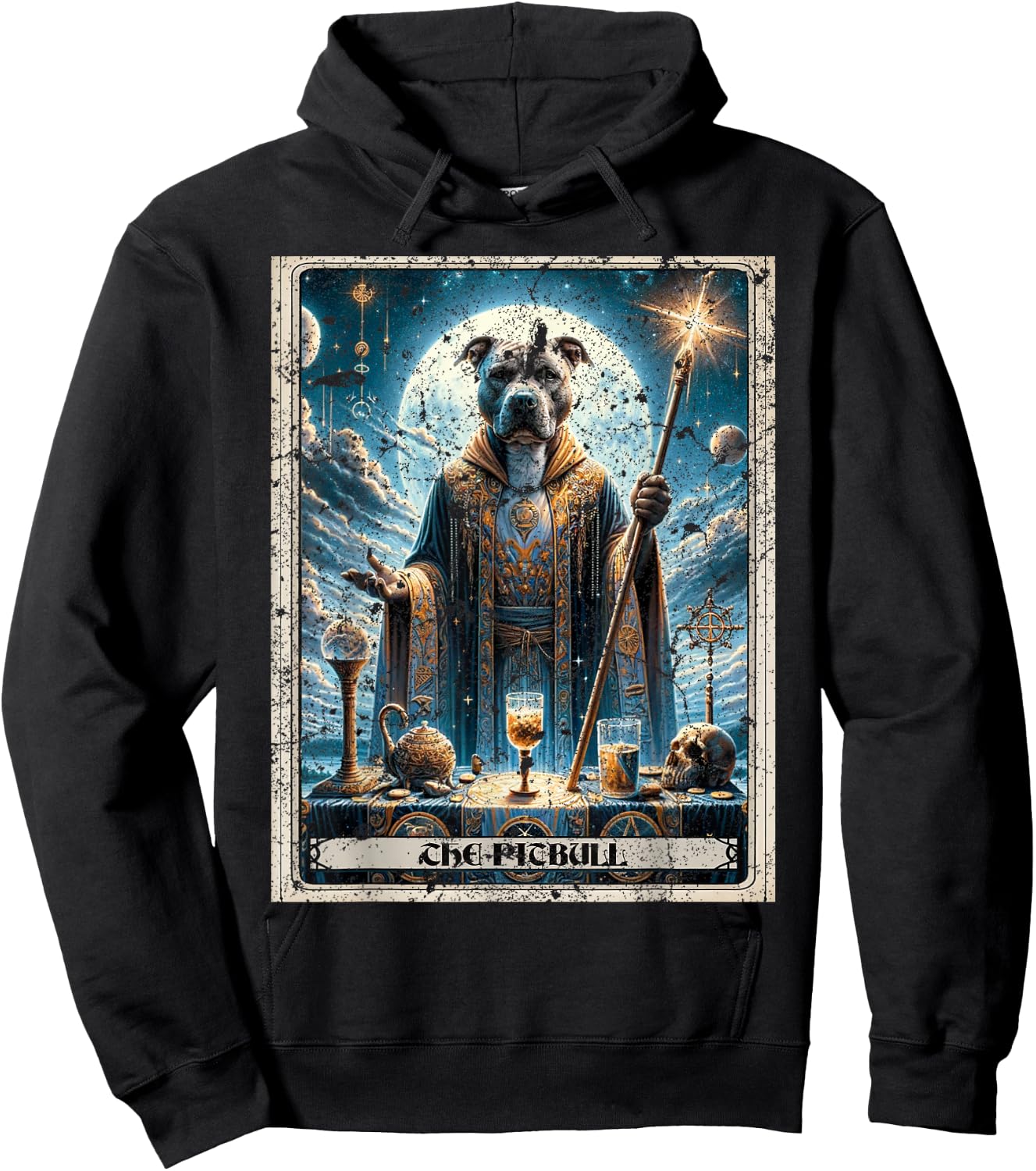 A Pitbull Tarot Card Dog Hoodie - Hoodie | Black