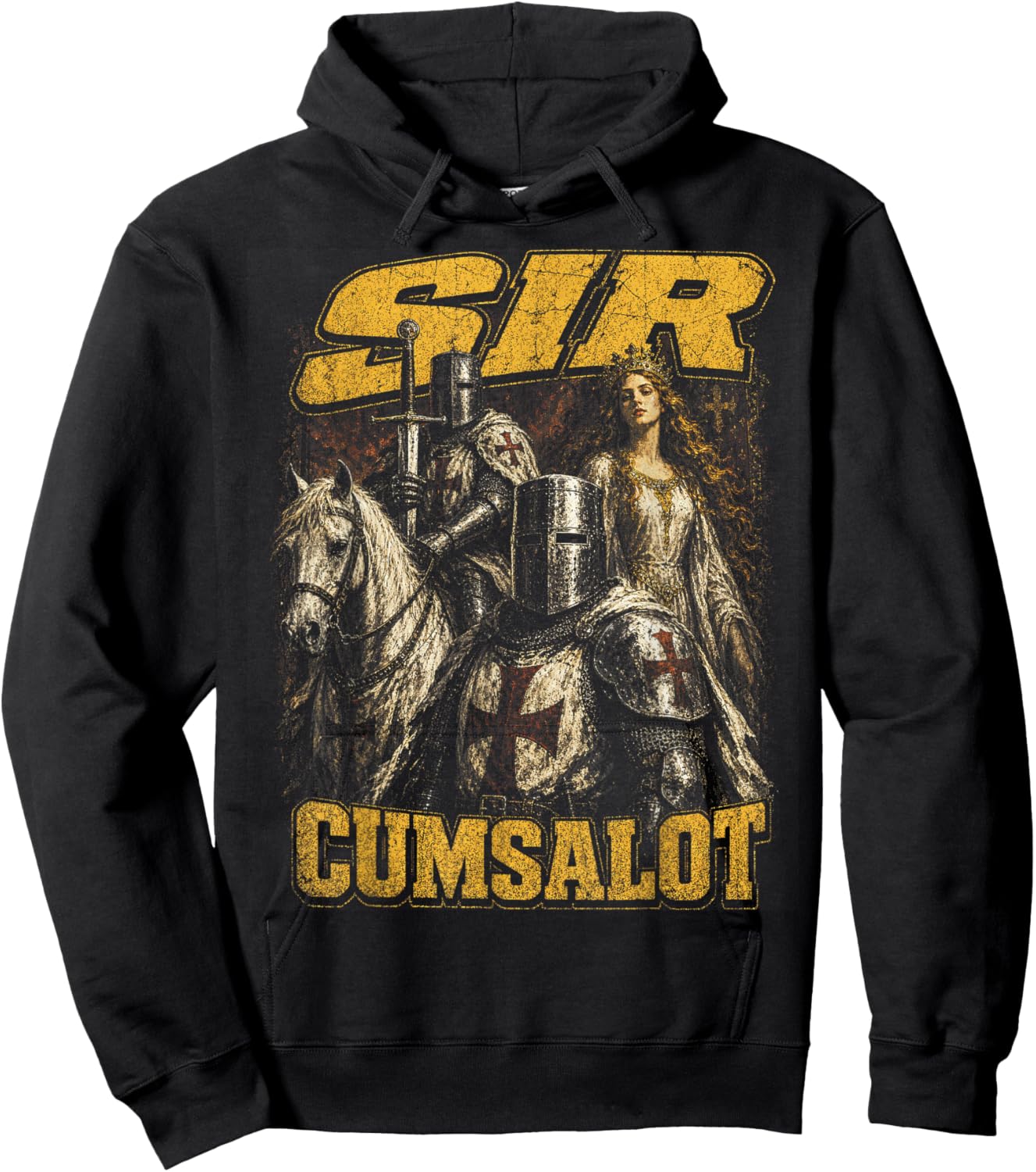 Sir Cumsalot Knight Funny Meme Bootleg Graphic Y2K Hoodie - Hoodie | Black