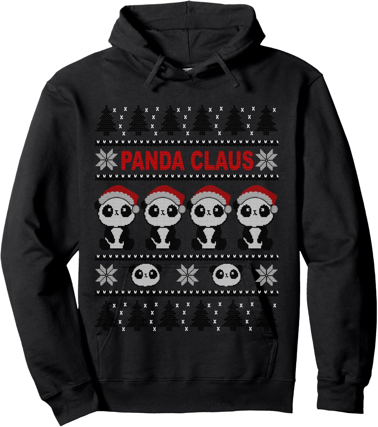Panda in Santa Hat - Funny Ugly Christmas Panda Claus Hoodie - Hoodie | Black