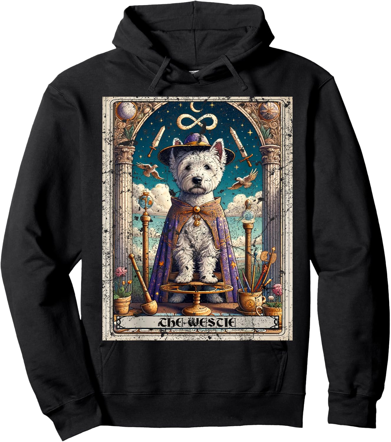 Westie West Highland White Terrier Tarot Card Dog Hoodie - Hoodie | Black