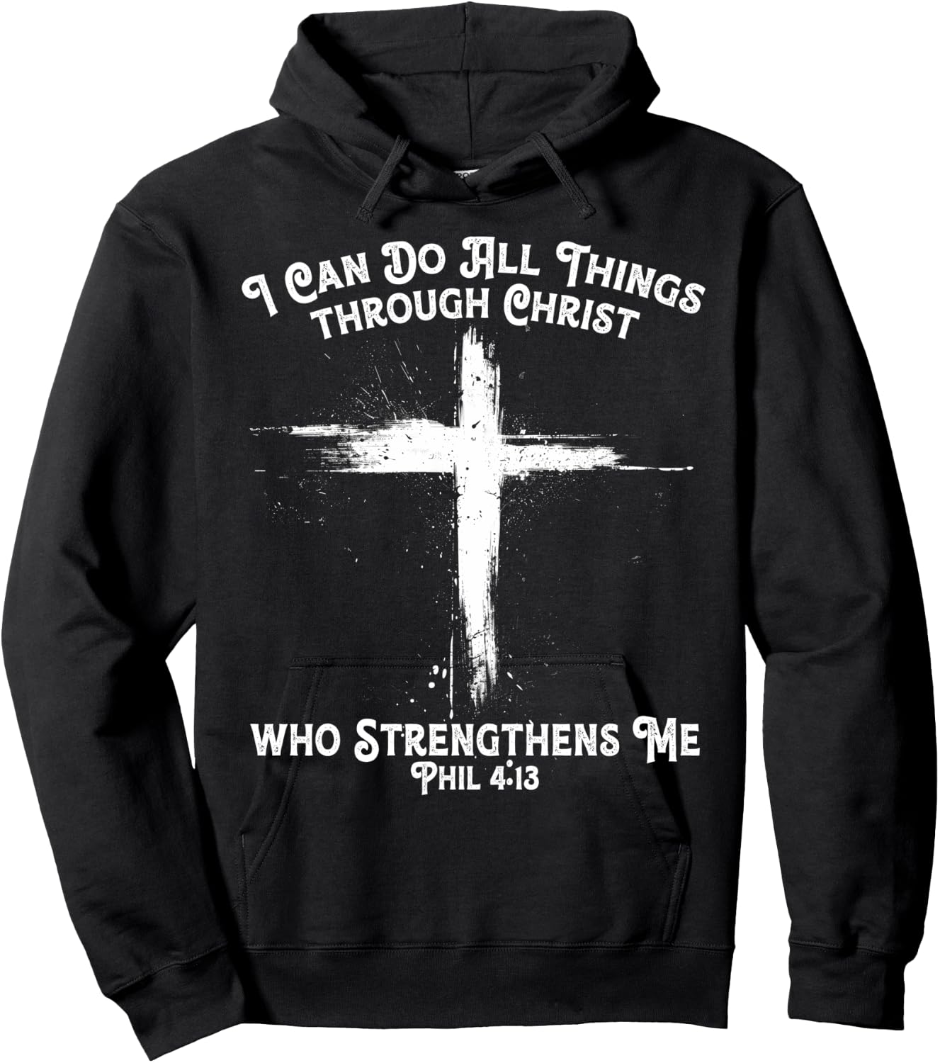 I Can Do All Things through Christ Who Strengthens Me Cross Hoodie - Hoodie | Black