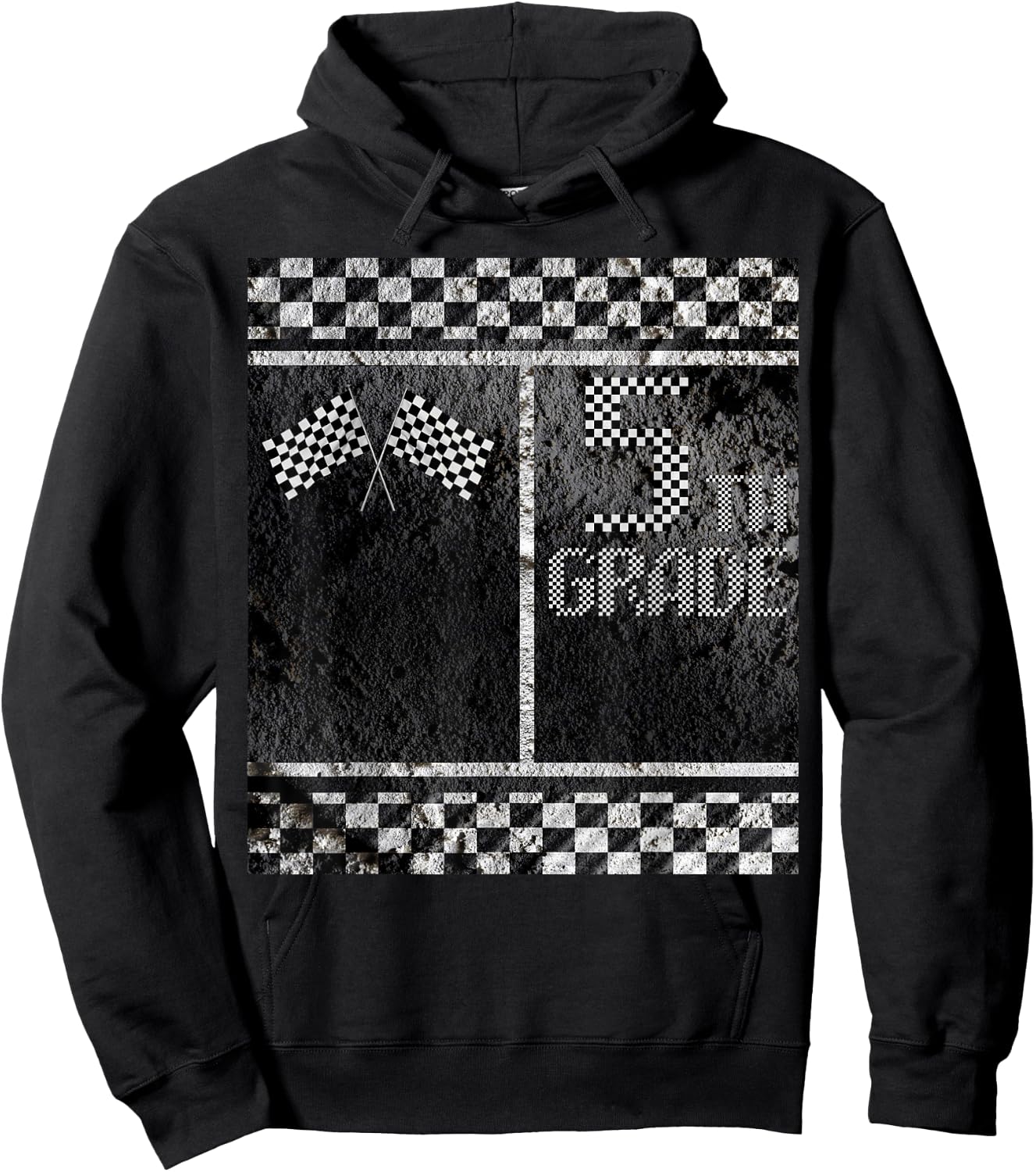 Pit Crew Costume for Funny Halloween 5th Grade Racing Flag Hoodie - Hoodie | Black