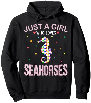 Seahorses Lover Girls Women Just a Girl Who Loves Seahorses Hoodie - Hoodie | Black