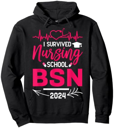 Nurse Est 2024 Rn Nursing School Graduation Graduate BSN Hoodie - Hoodie | Black
