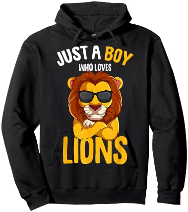Just a Boy who loves Lions Toddler Boy Kids Lion Hoodie - Hoodie | Black