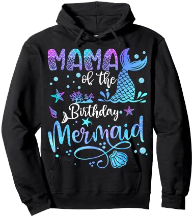 Mama Of The Birthday Mermaid Bday Party Mermaid Hoodie - Hoodie | Black