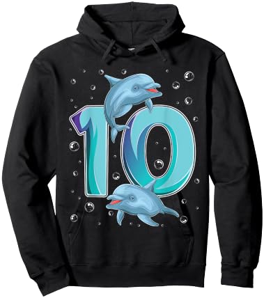 10 Year Old Dolphin 10th Birthday Girl Party Dolphin Lover Hoodie - Hoodie | Black