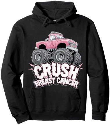 Crush Breast Cancer Pink Ribbon Adult Toddler Monster Truck Hoodie - Hoodie | Black