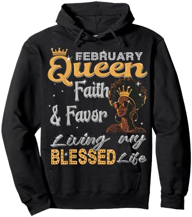 February Queen faith & favor Living My Blessed Life Black Hoodie - Hoodie | Black