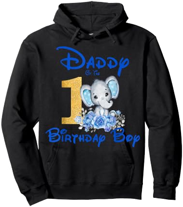 Daddy Of The Birthday Boy Elephant Family Matching Hoodie - Hoodie | Black