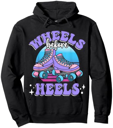 Wheels Before Heels | Roller Skating | Kids Hoodie - Hoodie | Black