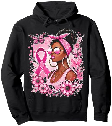Breast cancer awareness African American support Wear Pink Hoodie - Hoodie | Black
