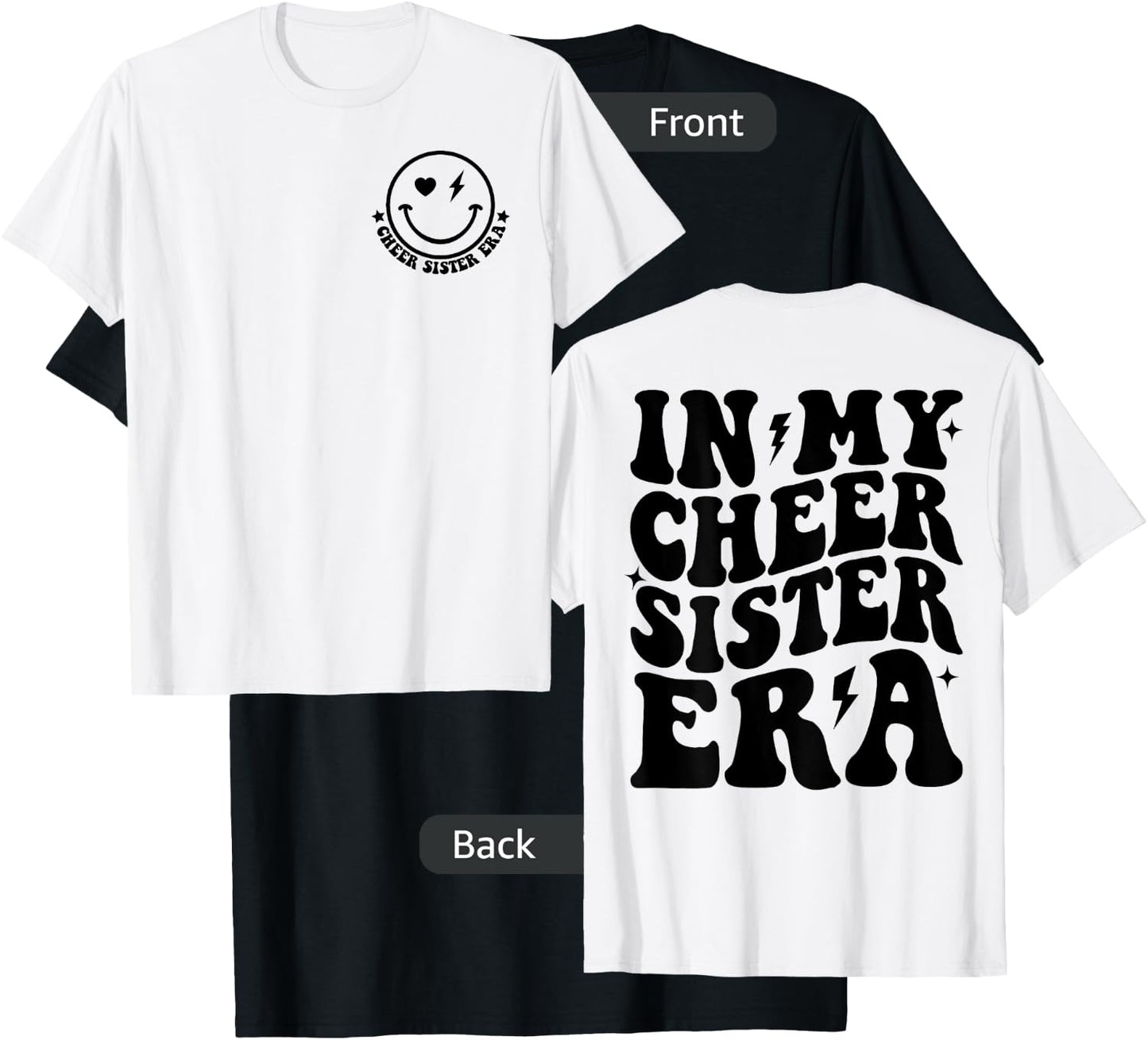 In My Cheer Sister Era Cheerleading Sports Sis Cheerleader T-Shirt - T-Shirt | Black