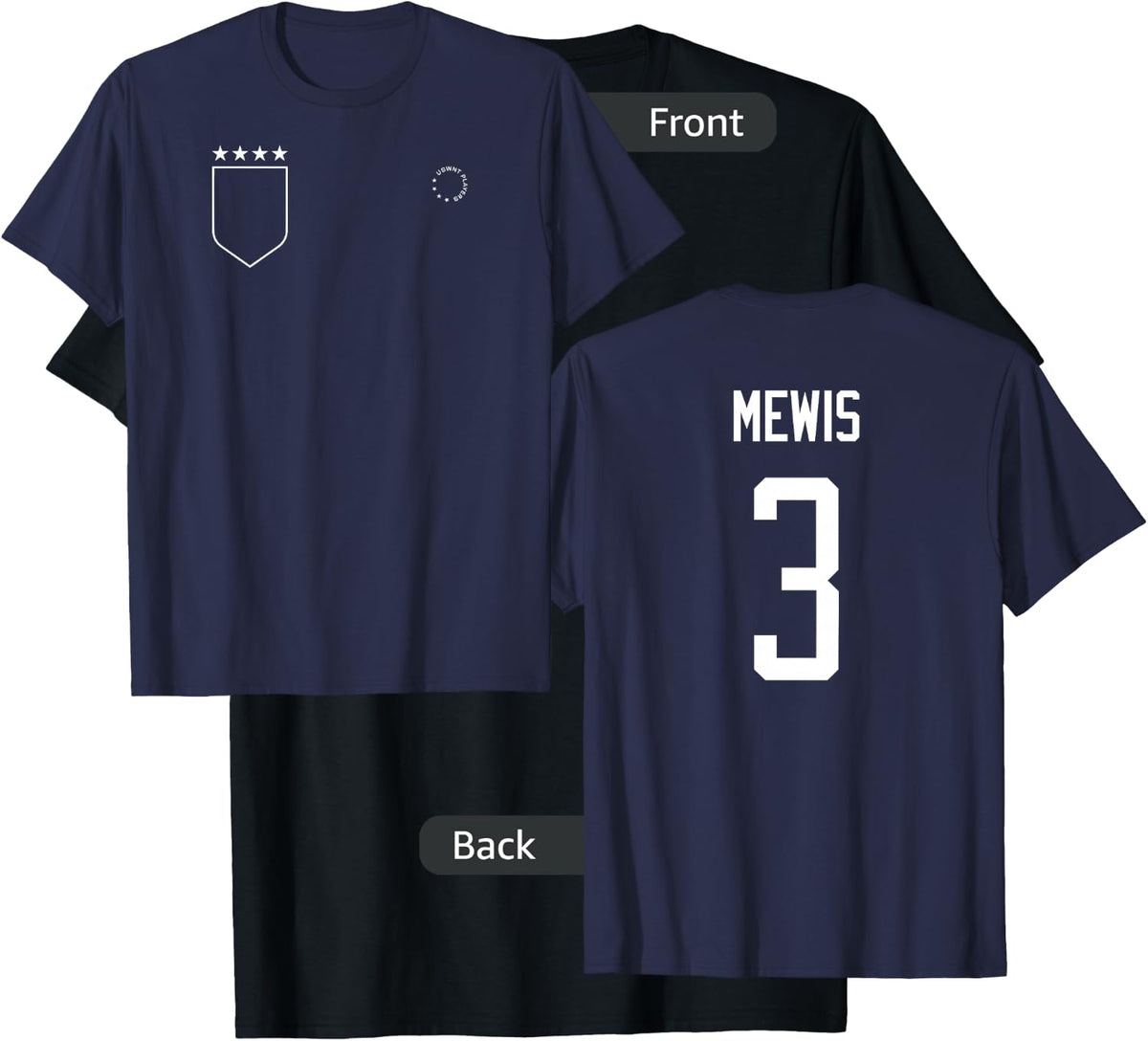 Samantha Mewis: Name & Number on Back - USWNT Soccer T-Shirt - T-Shirt | Black