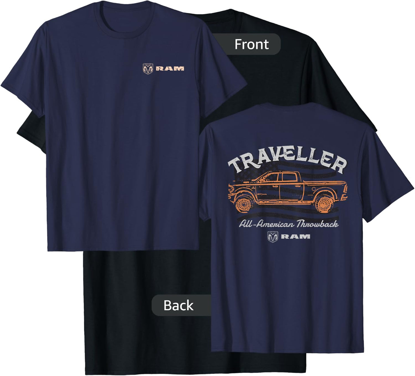 RAM Trucks All-American Throwback - Light Print (Front/Back) T-Shirt - T-Shirt | Black