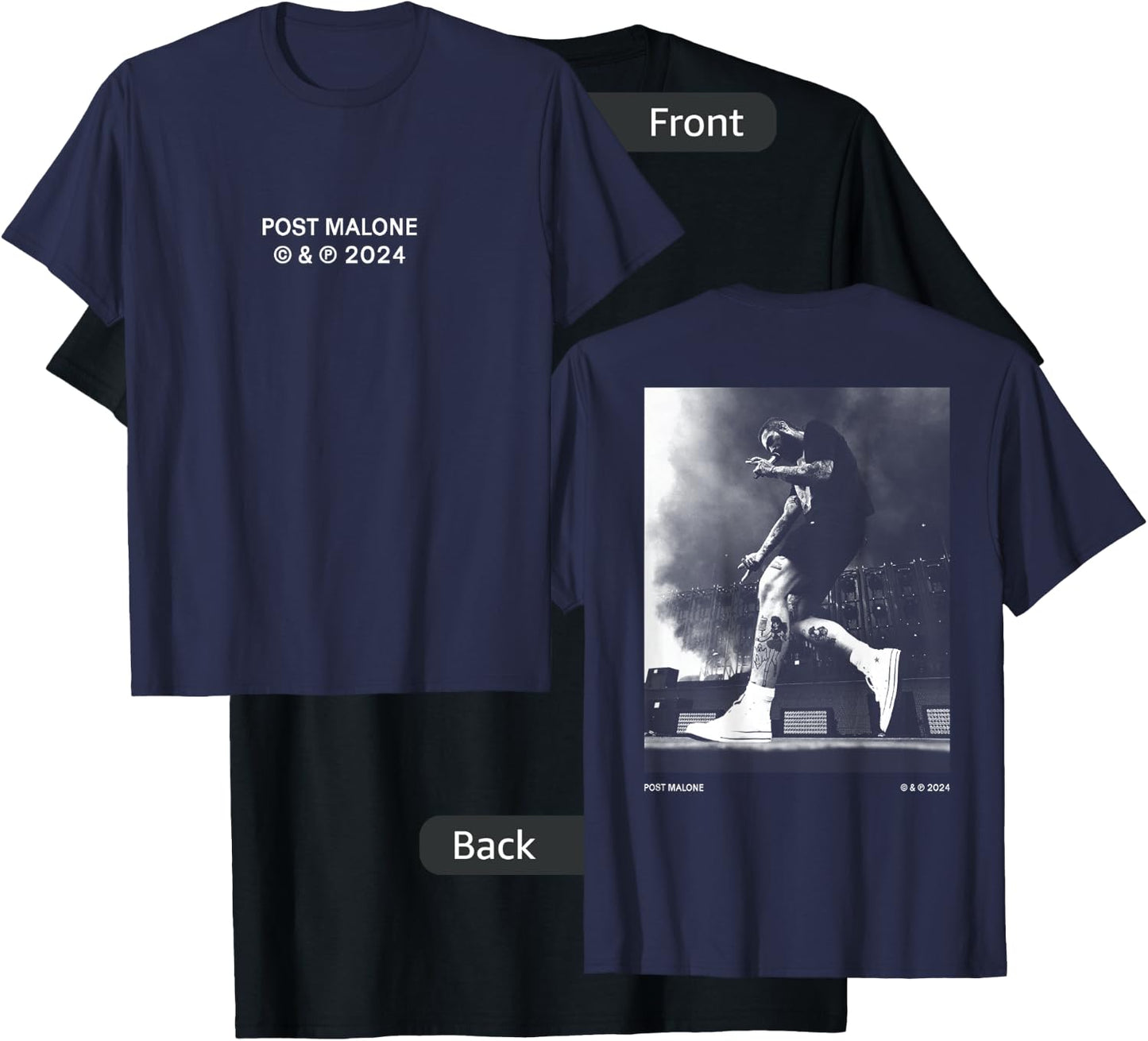 Official Post Malone Stage Photo Back T-Shirt - T-Shirt | Black