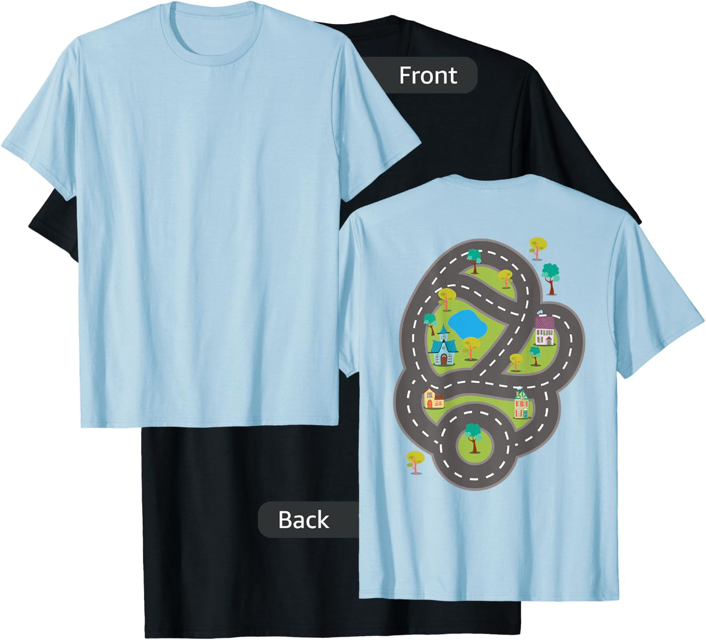 Roads on Back for Kids to Drive Toy Cars T-Shirt - T-Shirt | Black