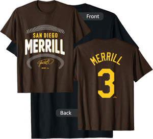 Jackson Merrill San Diego Name & Number (Front&Back) MLBPA T-Shirt - T-Shirt | Black