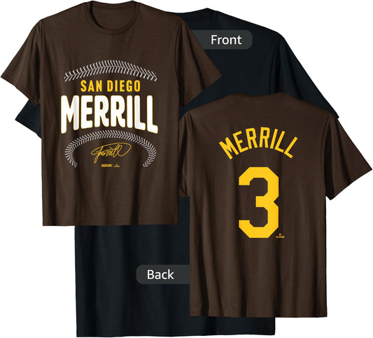 Jackson Merrill San Diego Name & Number (Front&Back) MLBPA T-Shirt - T-Shirt | Black