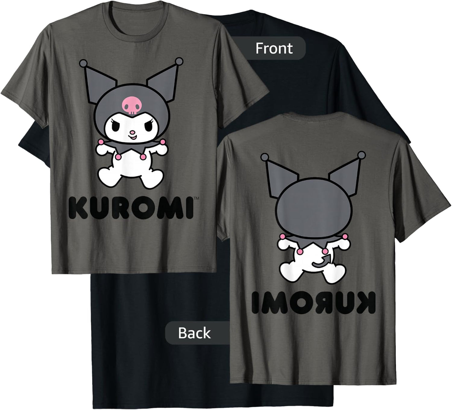 Kuromi Character Front and Back Small T-Shirt - T-Shirt | Black