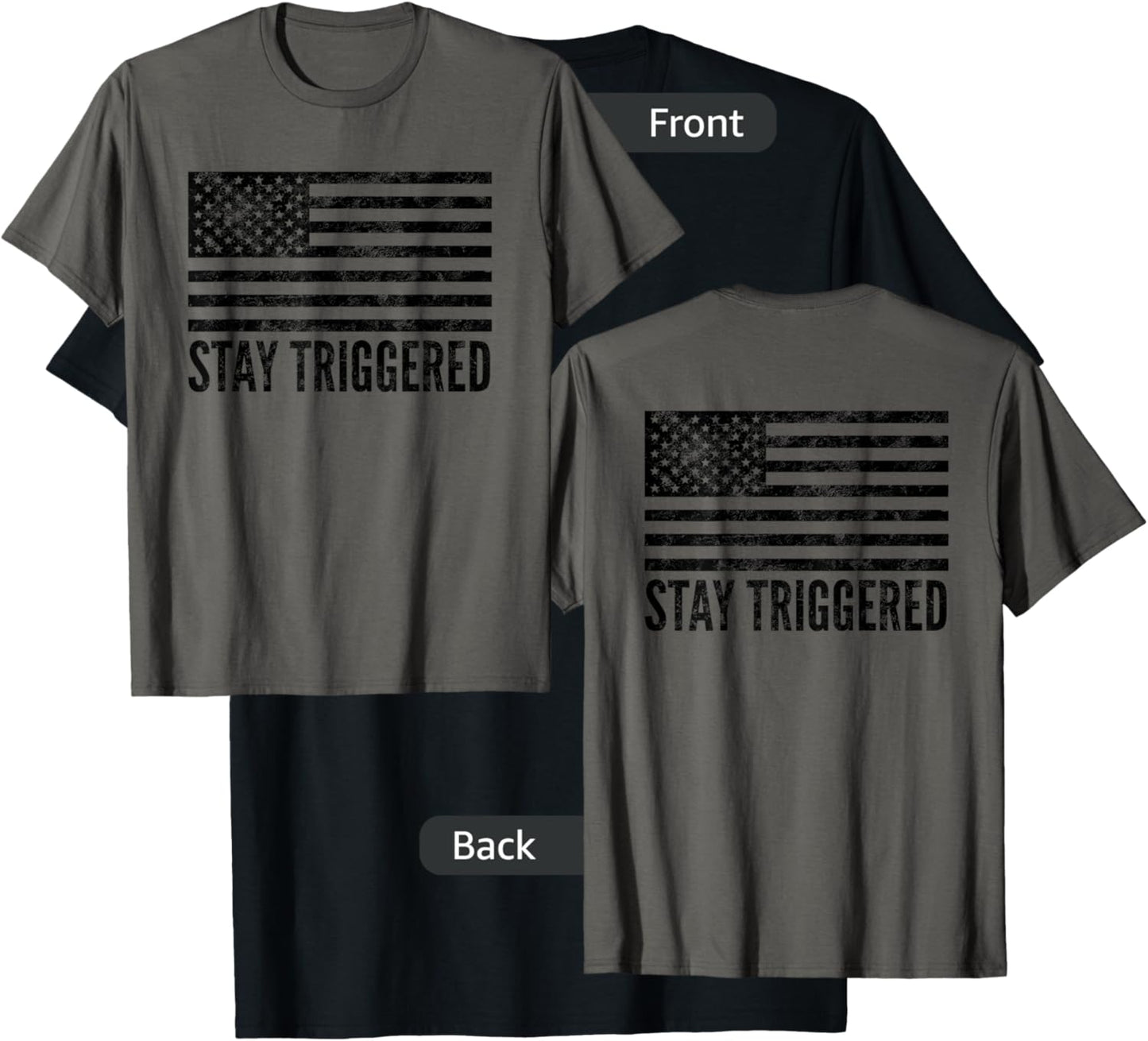 Stay Triggered American Flag Shirt | Pro Trump Gun Owner Men T-Shirt - T-Shirt | Black