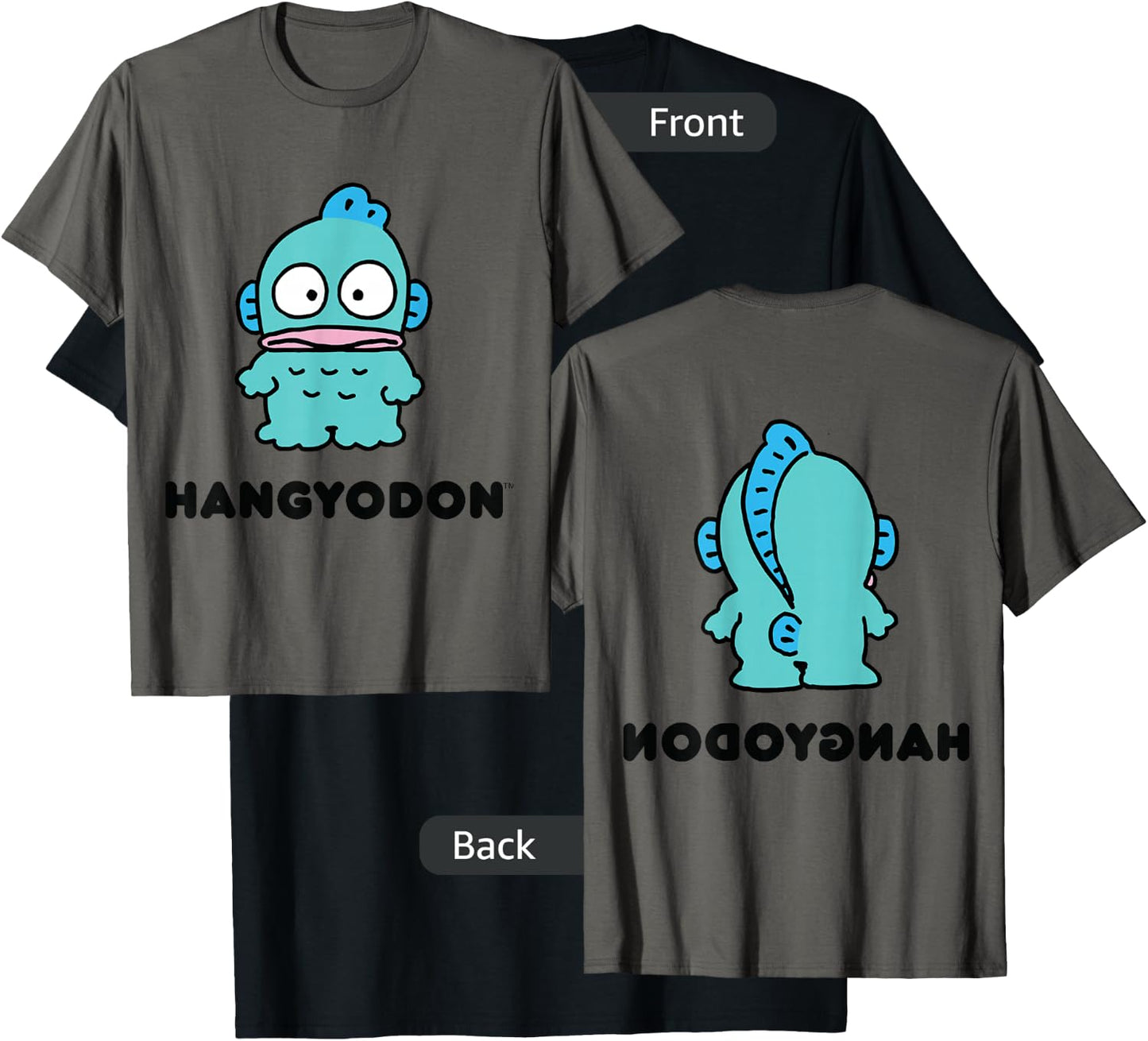 Hangyodon Character Front and Back T-Shirt - T-Shirt | Black