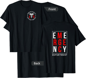 Emergency Department ER Trauma Front and Back Design T-Shirt - T-Shirt | Black
