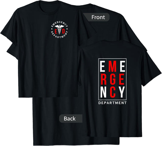 Emergency Department ER Trauma Front and Back Design T-Shirt - T-Shirt | Black