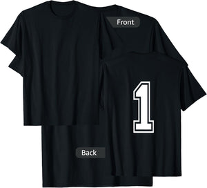 Number 1 Sports Player Number Back of Shirt Only T-Shirt - T-Shirt | Black