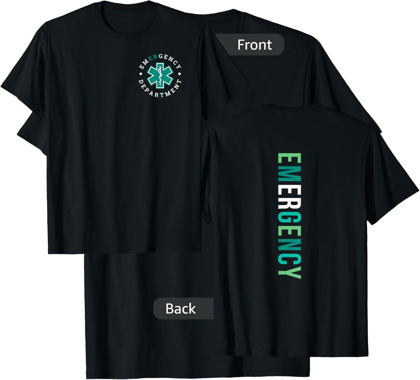 Emergency Department ER Trauma Front and Back Design , Small T-Shirt - T-Shirt | Black