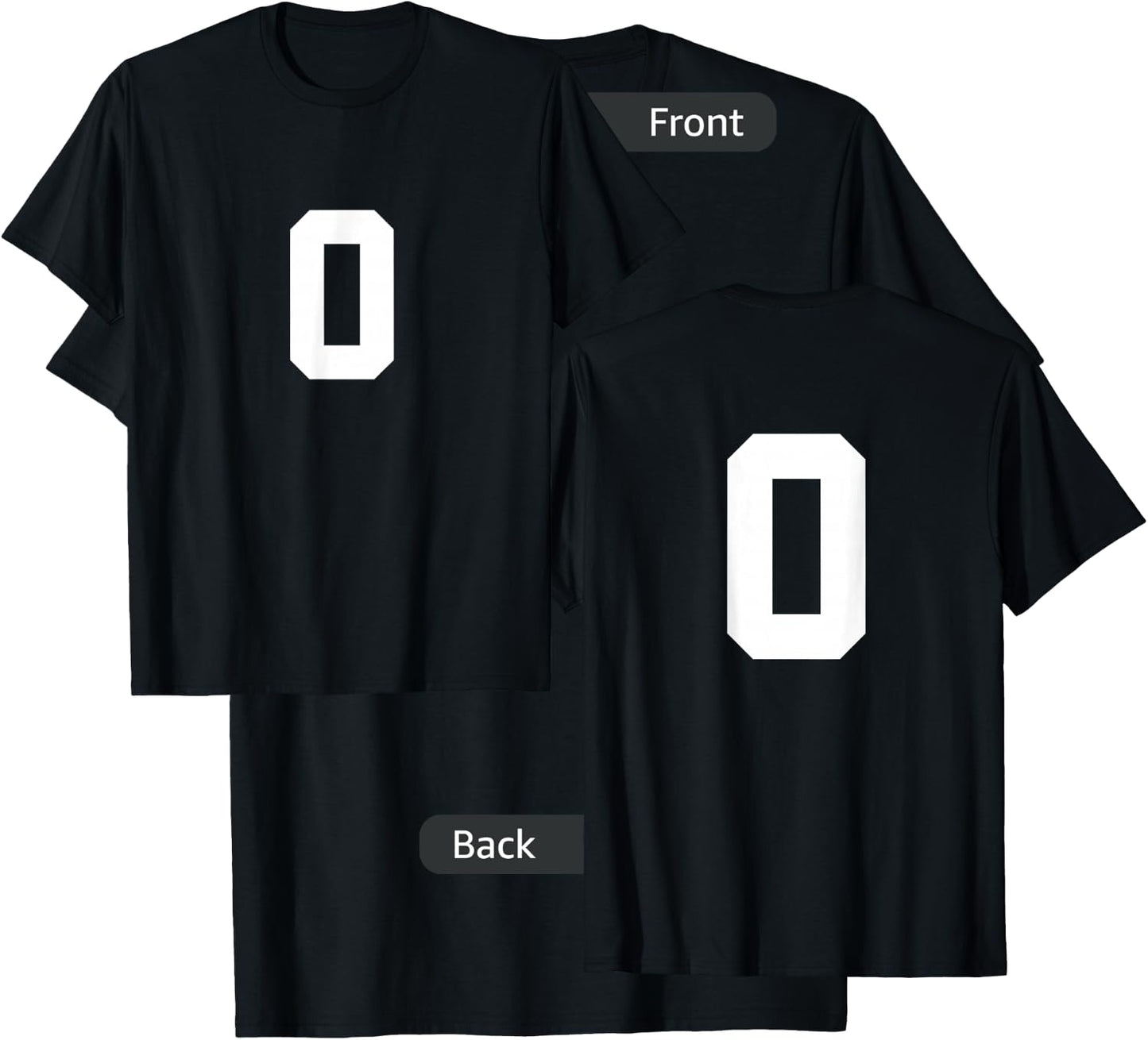 Number 0 (on Front / Back) Sports Team Number Jersey T-Shirt - T-Shirt | Black