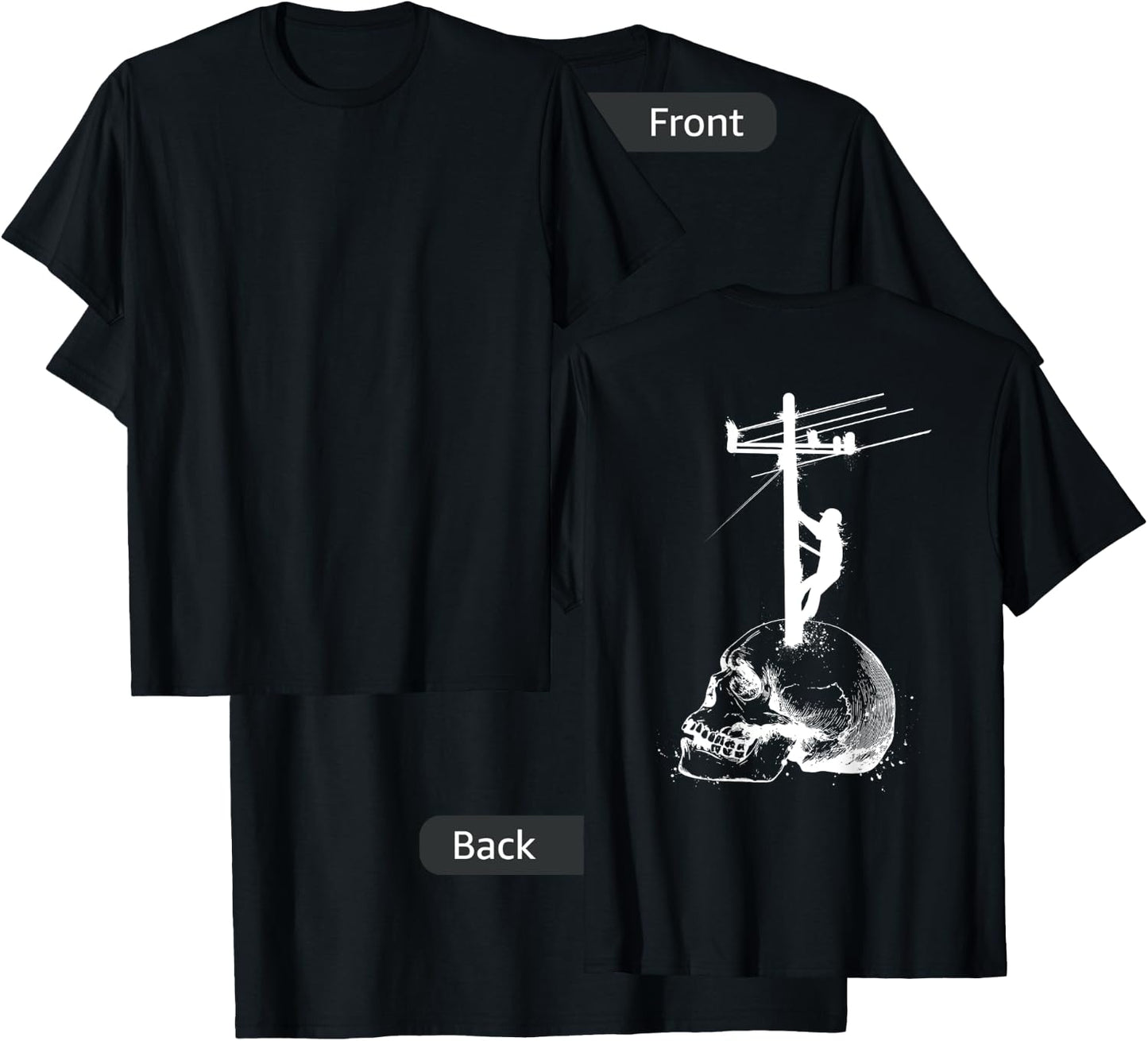 Lineman Gifts Line Worker Image On Back Of Shirt T-Shirt - T-Shirt | Black