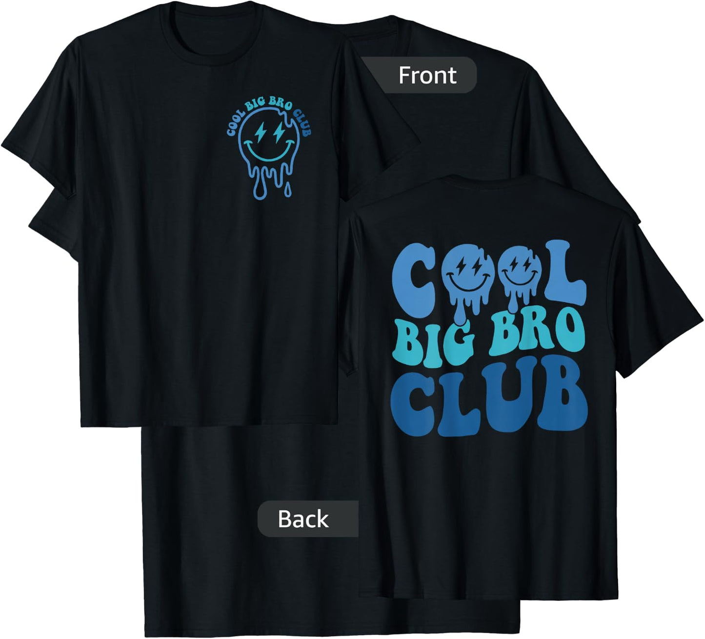 Cool Big Bro Club Retro Brother Matching Family 2 Sided T-Shirt - T-Shirt | Black