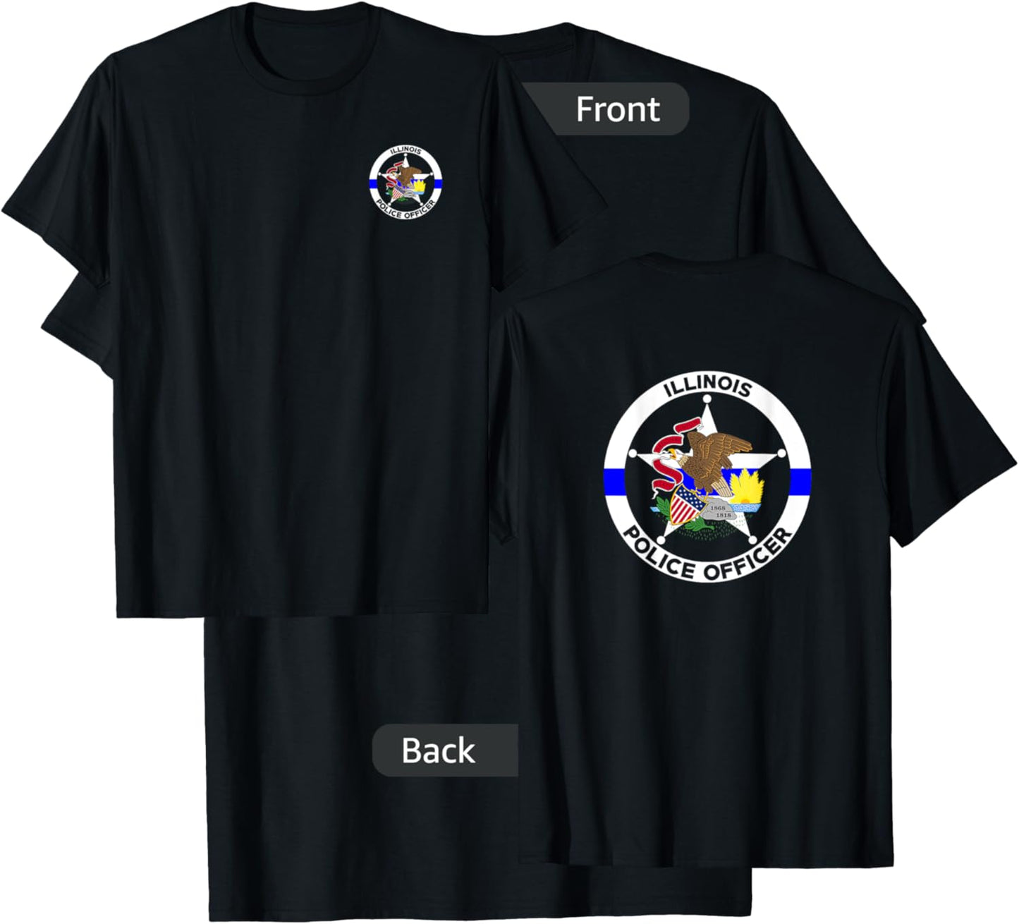 Illinois Police Officer's Department Policemen T-Shirt - T-Shirt | Black