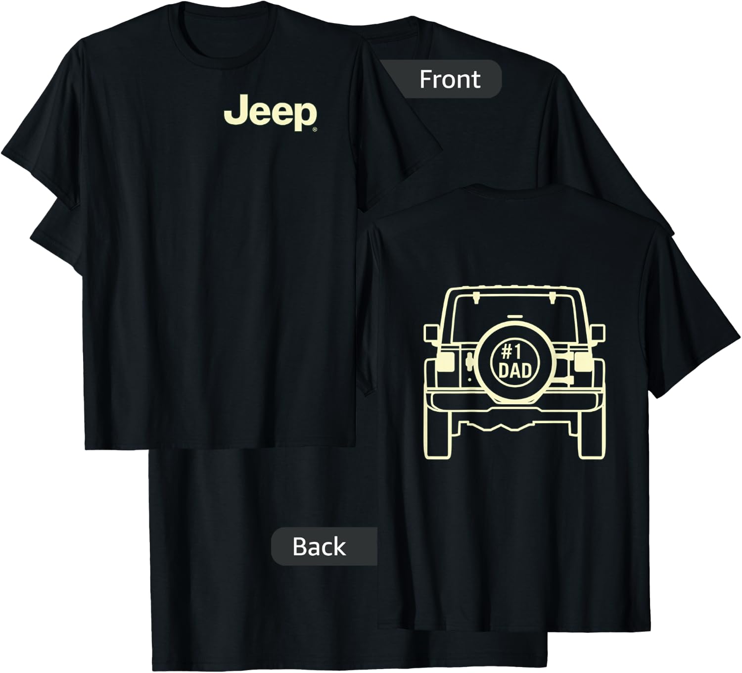 Jeep Dad (Front/Back Print) Small T-Shirt - T-Shirt | Black