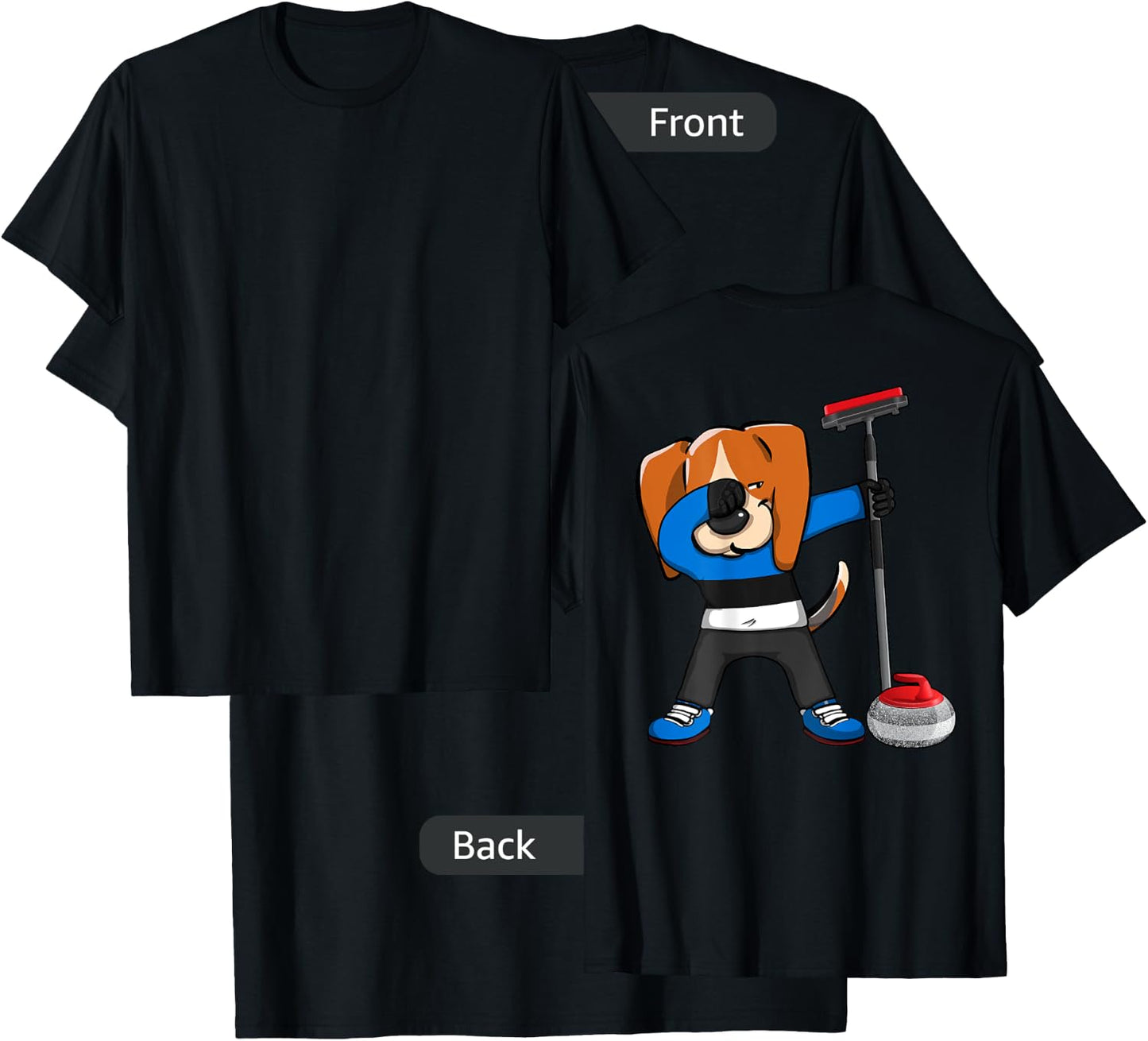 Dabbing Beagle Estonia Curling Lovers Jersey Winter Sports T-Shirt - T-Shirt | Black