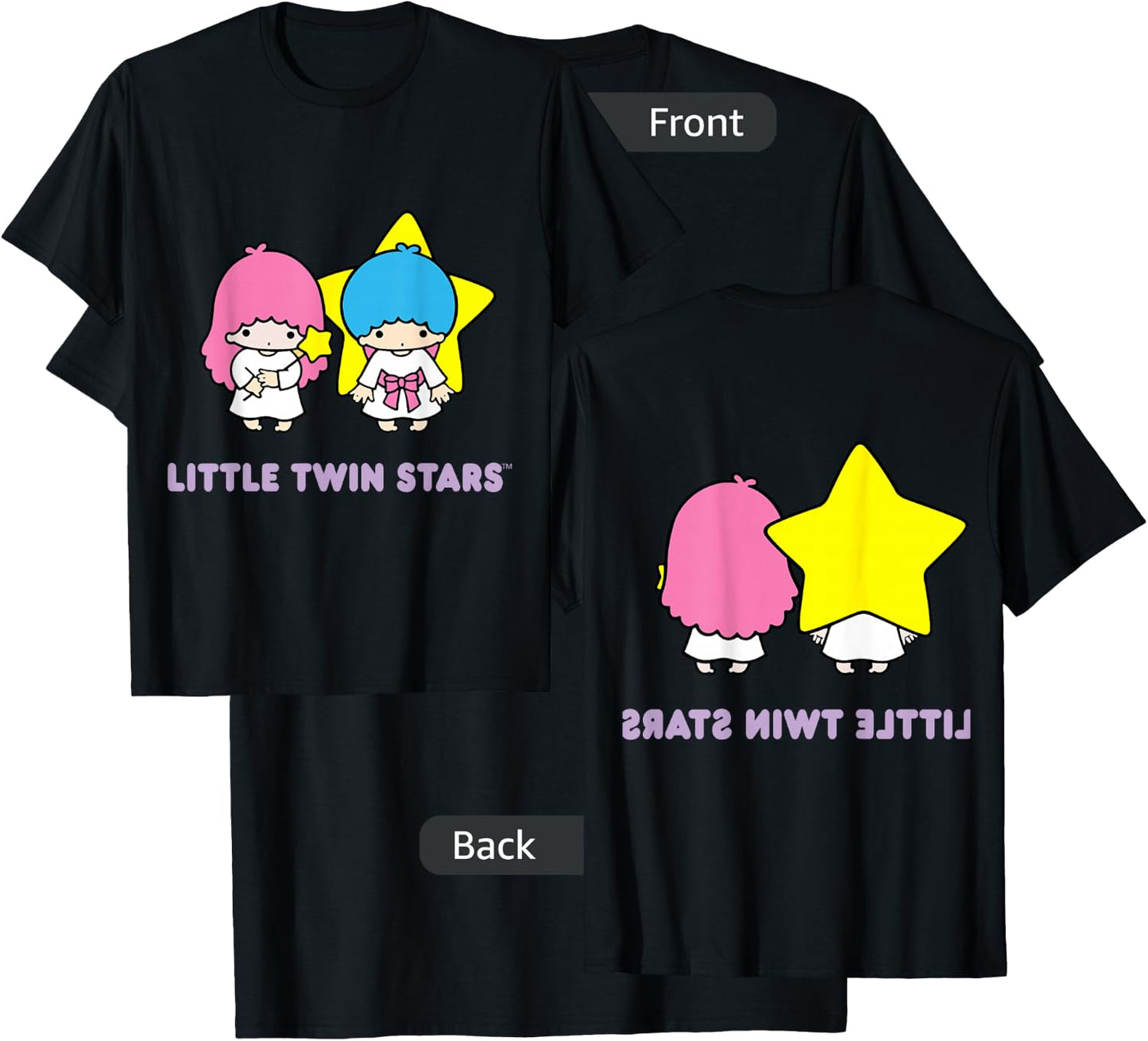 LittleTwinStars Character Front and Back T-Shirt - T-Shirt | Black