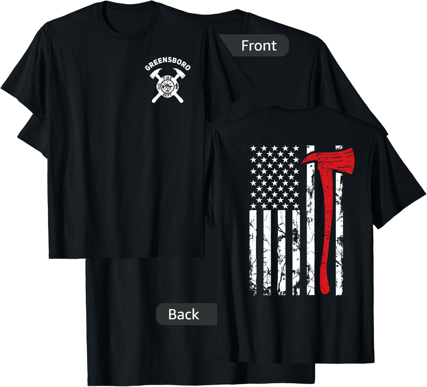 City Of Greensboro Fire Department North Carolina Fireman T-Shirt - T-Shirt | Black