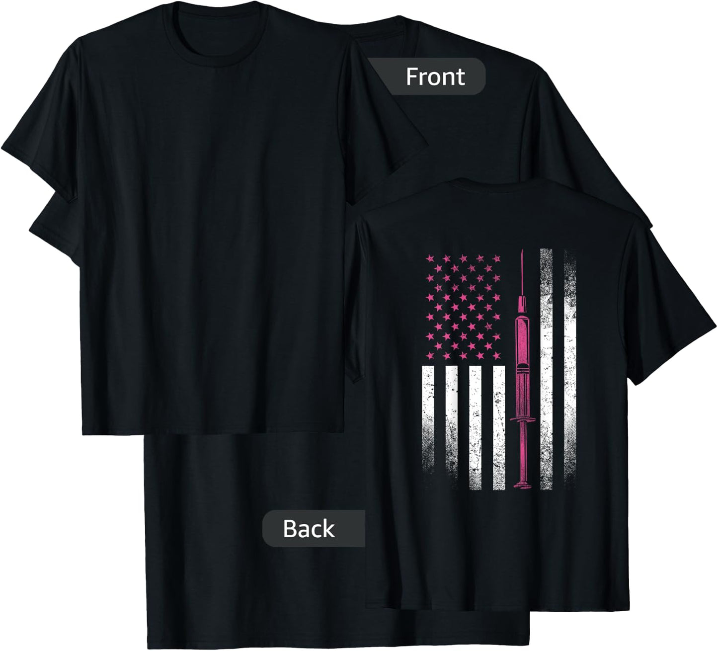 Nurse Shirt RN LPN American Flag Syringe Doctor Medical USA T-Shirt - T-Shirt | Black