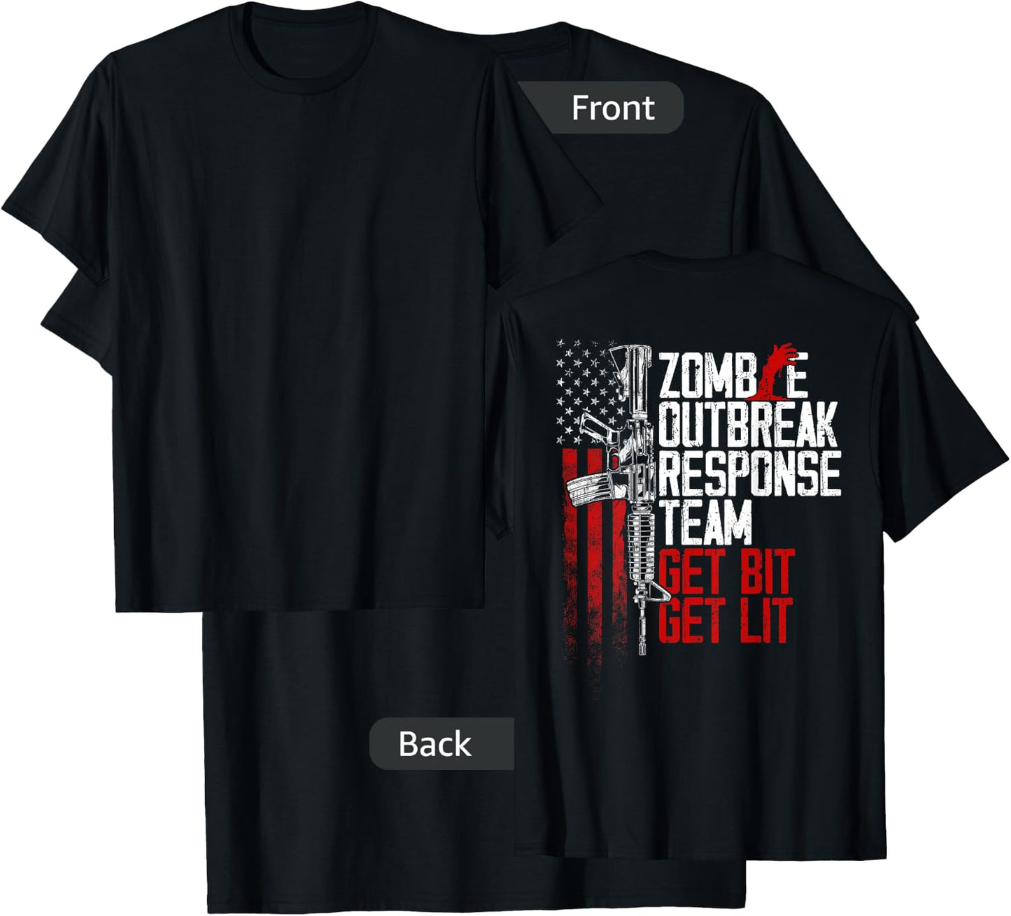 USA Flag Zombie Outbreak Response Team Get Bit (on back) Men T-Shirt - T-Shirt | Black