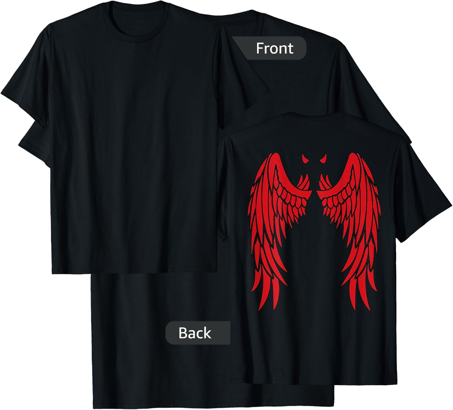 Devil Wings & Horn in Red | Back of Shirt Demon T-Shirt - T-Shirt | Black