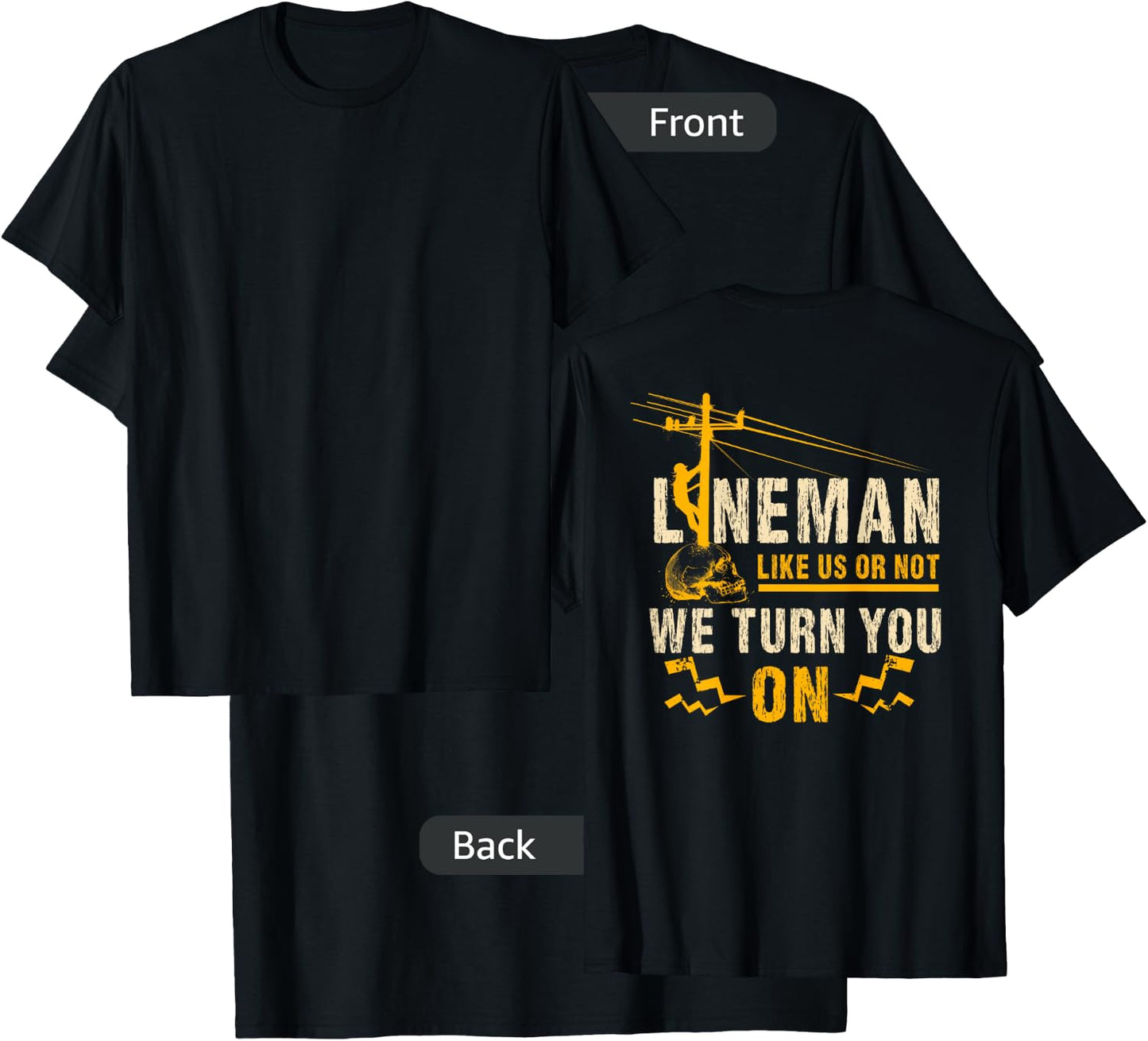 Lineman Gifts Line Worker Image On Back Of Shirt T-Shirt - T-Shirt | Black